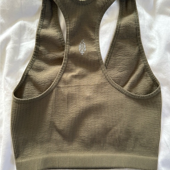 Free People Olive Ribbed Racerback Tank Top - Picture 3 of 3